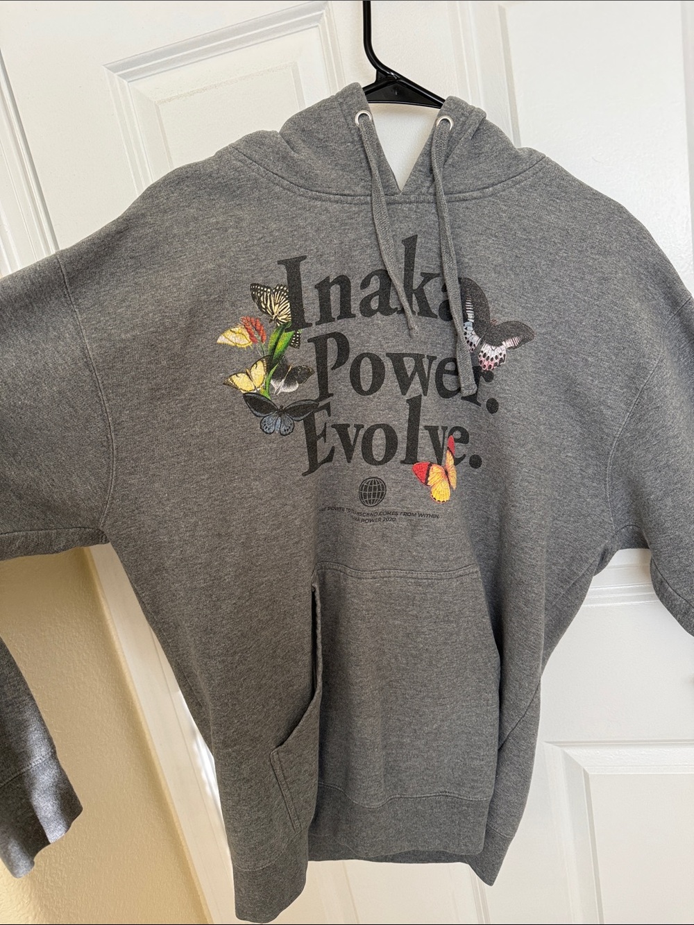 Inaka Power Gray Hoodie with Colorful Butterfly Motif